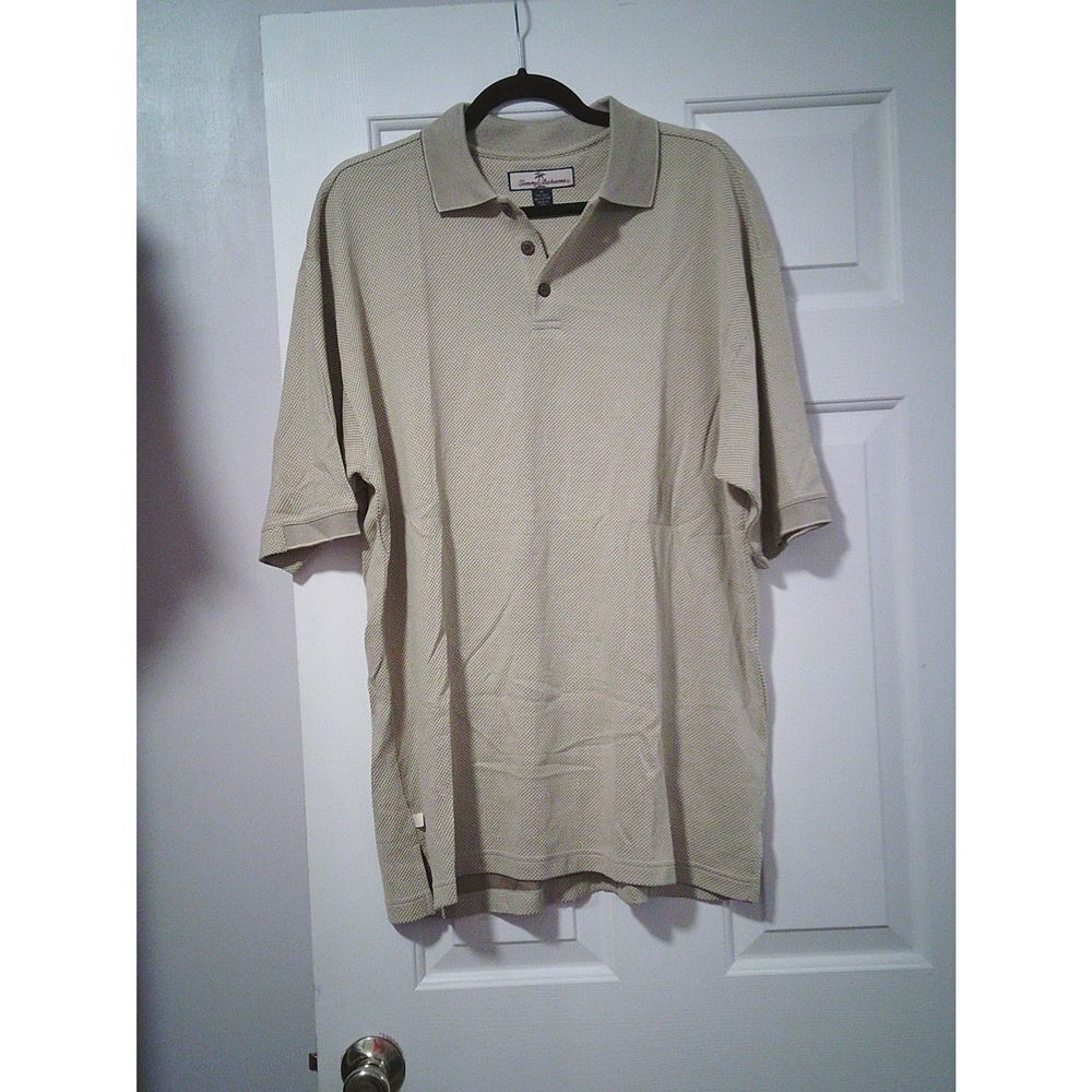 Tommy Bahama Classic Beige Polo Shirt Casual Cotton Short Sleeve